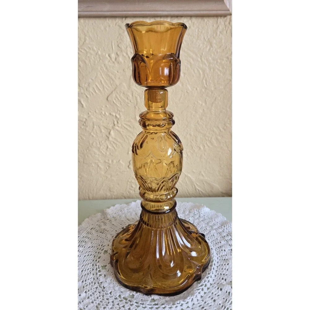 Rare‎ Amber Decanter St. Julian Wine Co. Victorian With Candle Holder 40's